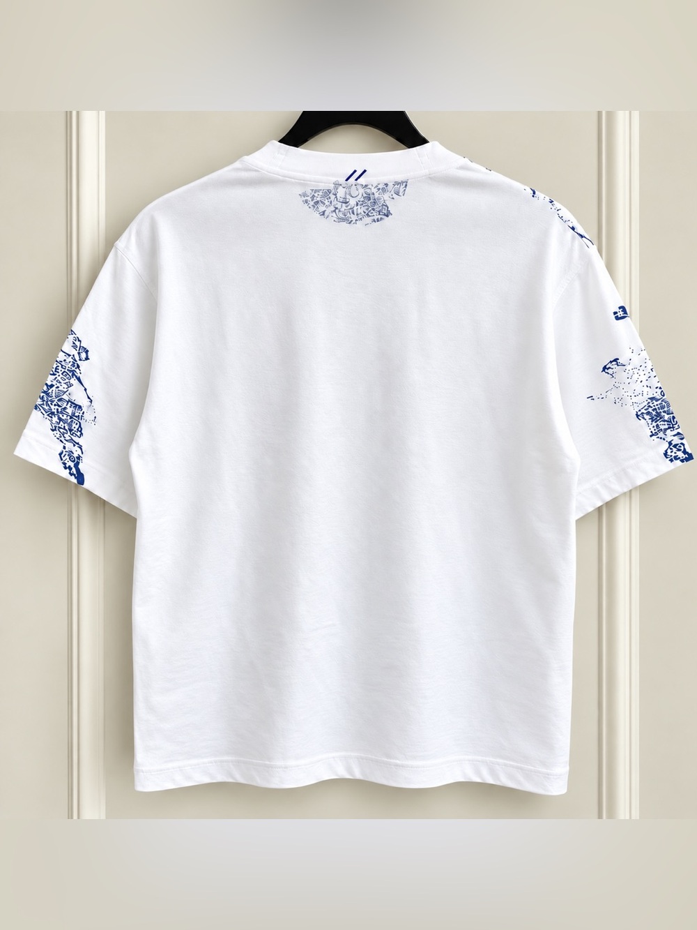 Burberry All Over EKD Print T-Shirt Rain White Blue Men's S NWT - Picture 2 of 7